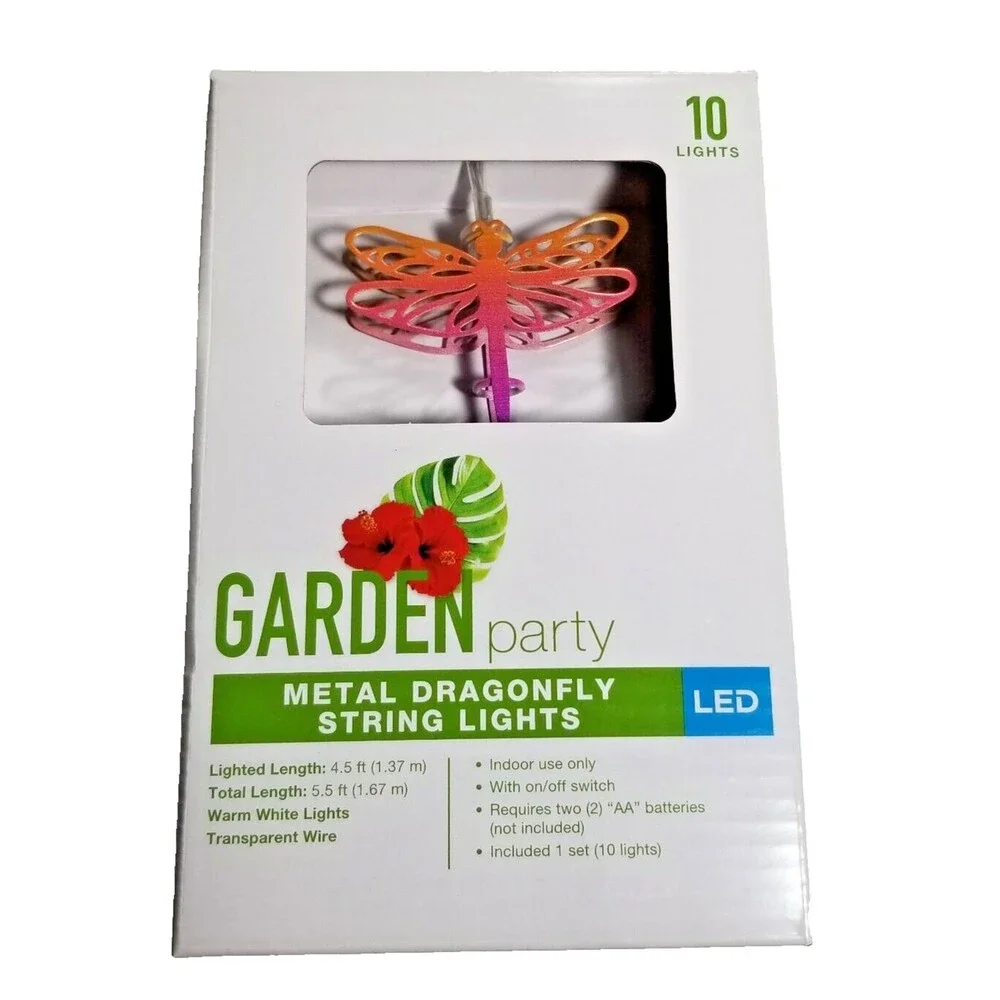 Dragonfly Metal String Lights Ombre Multicolor LED Garden Party Indoor Use